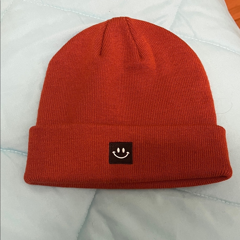 Smiley Face brick color Beanie Hat